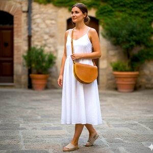 Kate Spade SATURDAY Half Circle Crossbody Mini Shoulder Bag Tan Leather